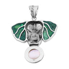 Royal Bali Collection - Airavat Abalone Shell & White Mabe Pearl Elephant Pendant in Sterling Silver, Silver Wt 10.40 GM
