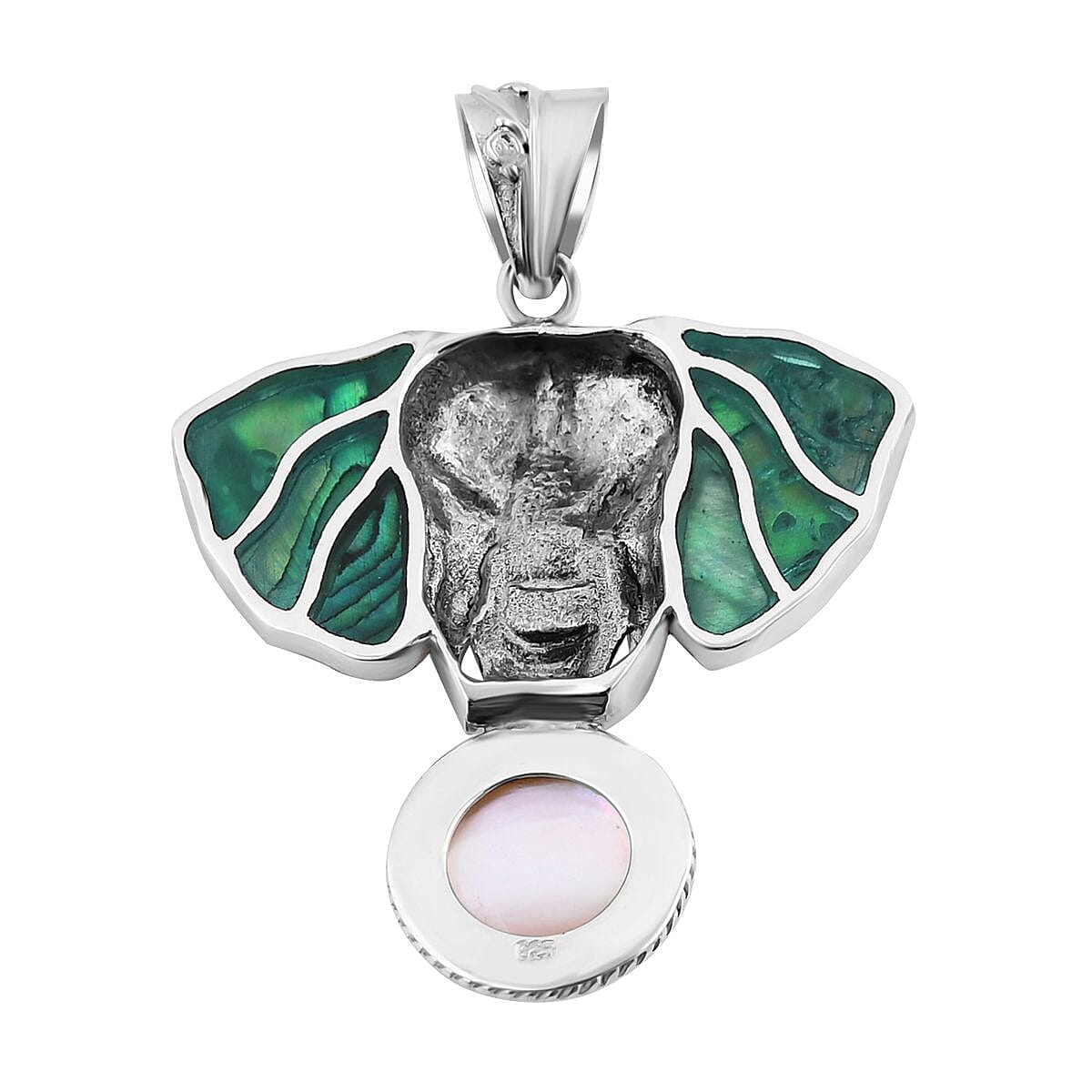 Royal Bali Collection - Airavat Abalone Shell &amp; White Mabe Pearl Elephant Pendant in Sterling Silver, Silver Wt 10.40 GM 7619883 5