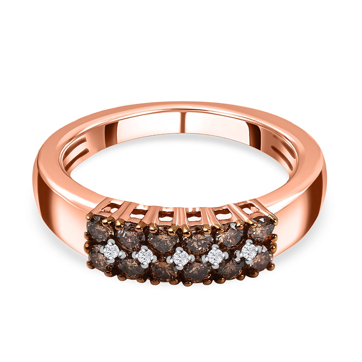 9K Rose Gold SGL Certified Champagne Diamond &amp; White Diamond  (G-H) Band Ring 0.50 Ct 7620468 0
