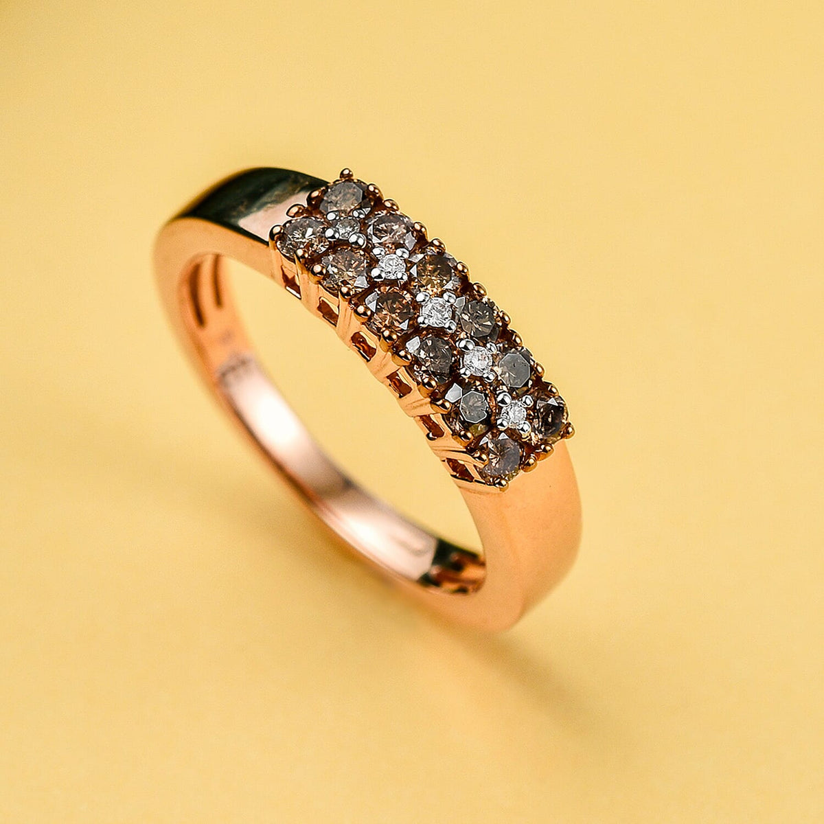 9K Rose Gold SGL Certified Champagne Diamond &amp; White Diamond  (G-H) Band Ring 0.50 Ct 7620468 1