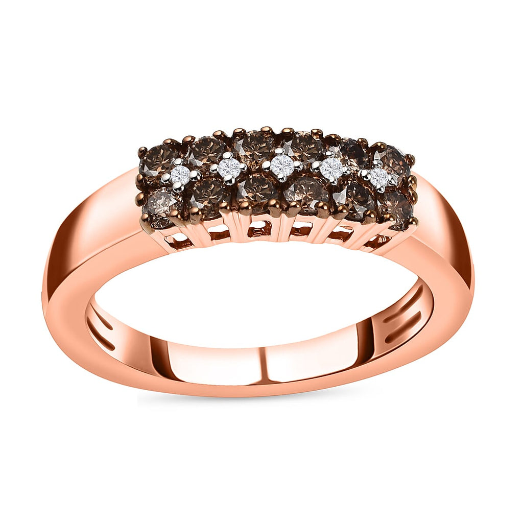 9K Rose Gold SGL Certified Champagne Diamond & White Diamond  (G-H) Band Ring 0.50 Ct