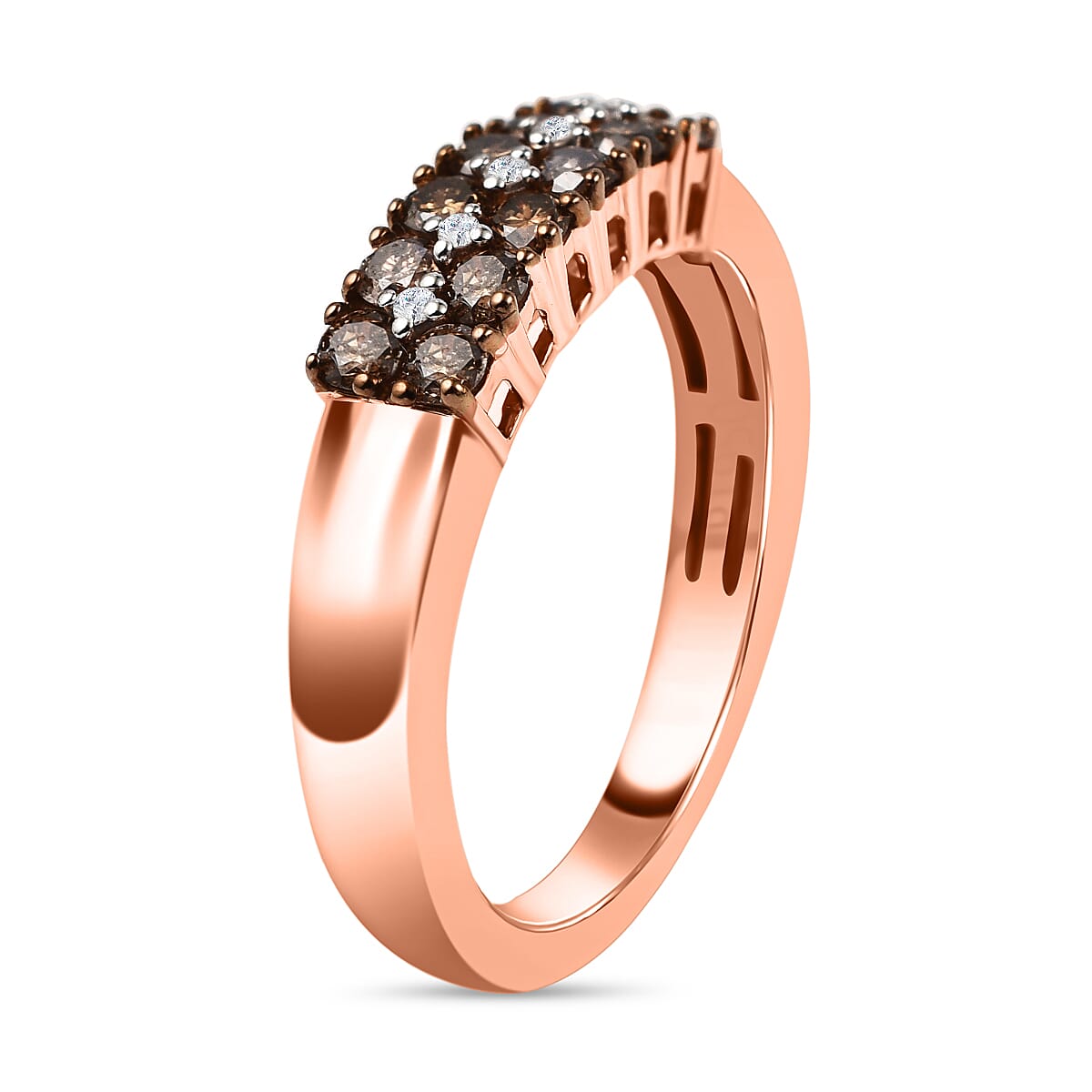 9K Rose Gold SGL Certified Champagne Diamond &amp; White Diamond  (G-H) Band Ring 0.50 Ct 7620468 4