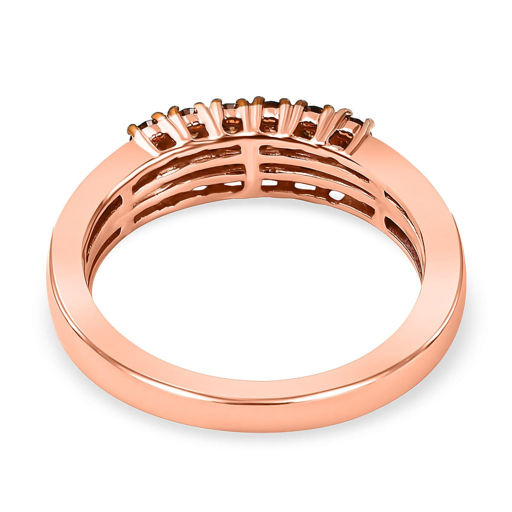 9K Rose Gold SGL Certified Champagne Diamond & White Diamond  (G-H) Band Ring 0.50 Ct