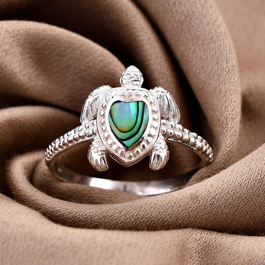 Royal Bali - Abalone Shell Turtle Ring in Sterling Silver