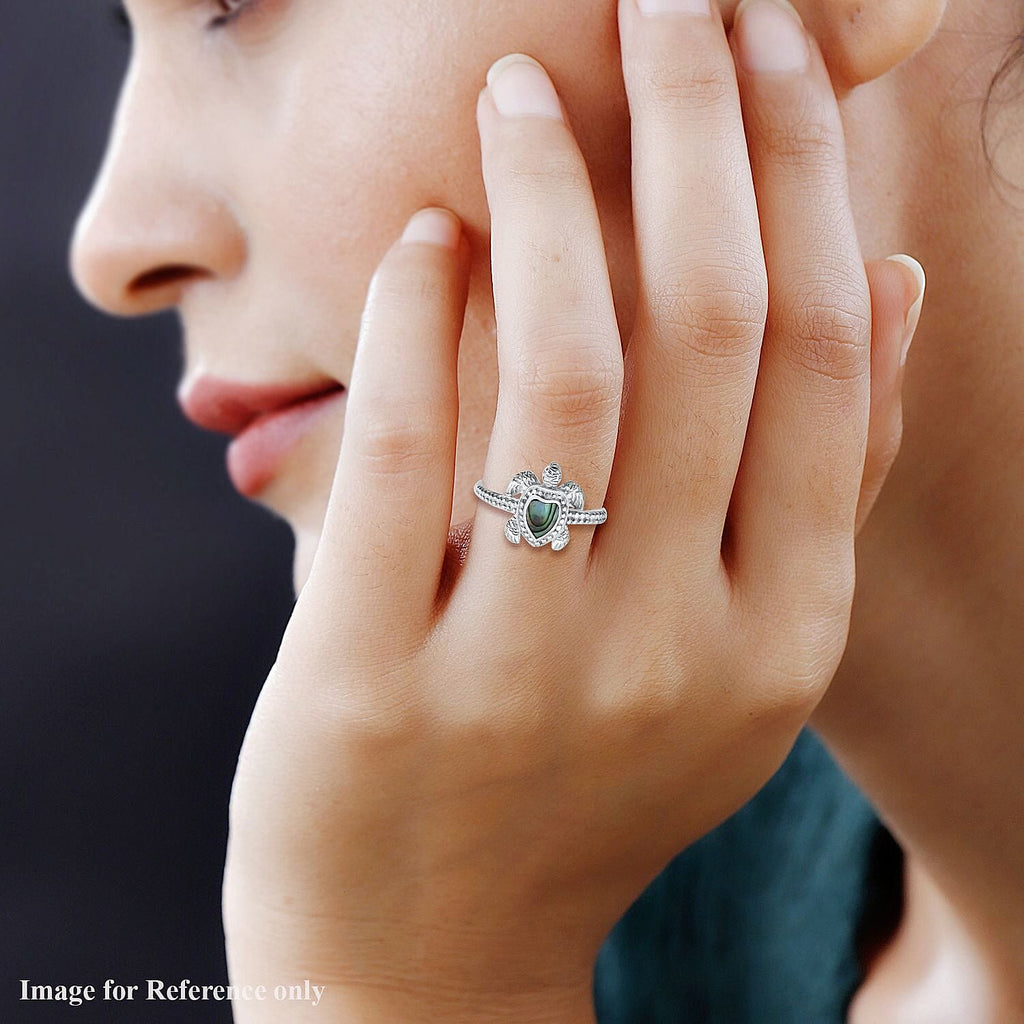 Royal Bali - Abalone Shell Turtle Ring in Sterling Silver