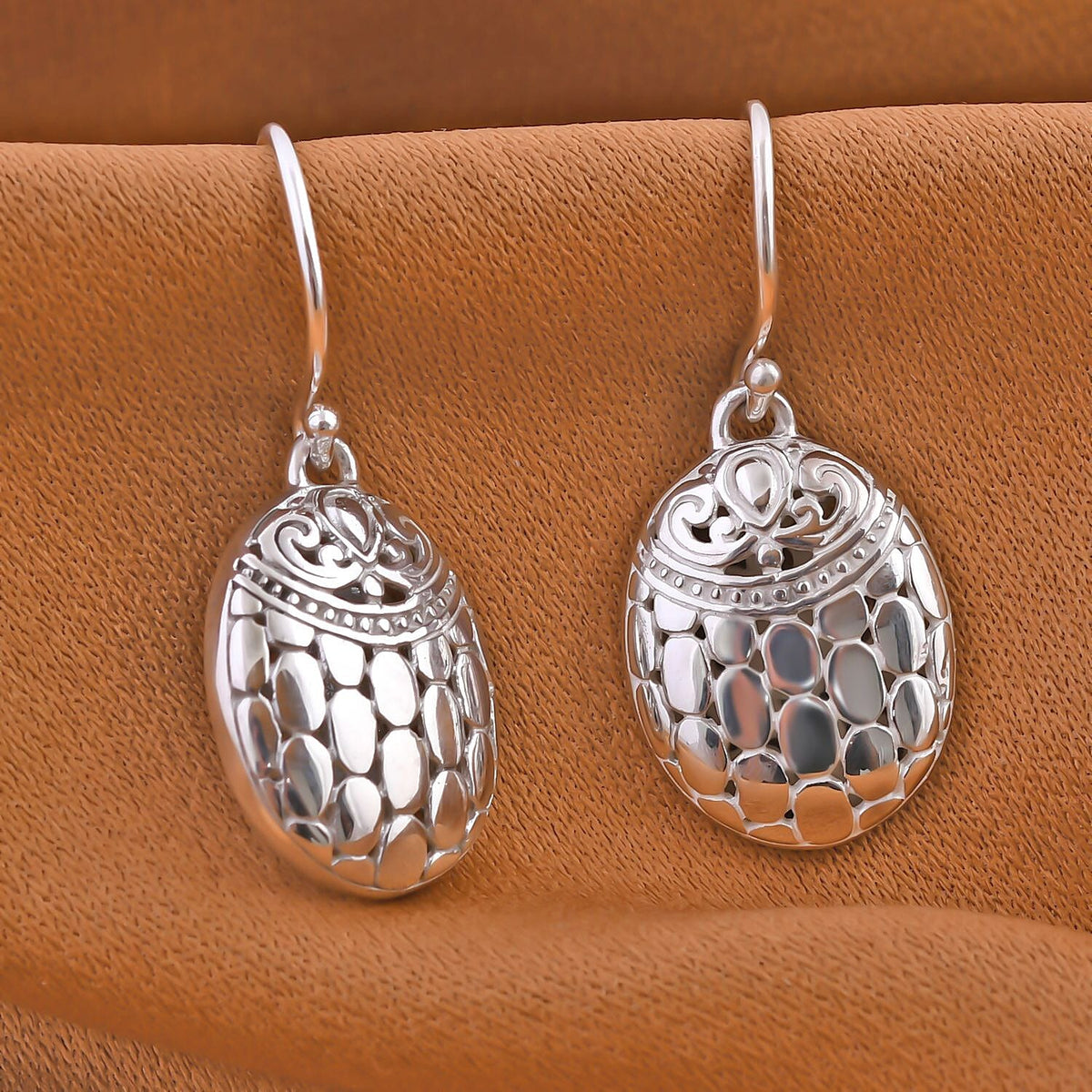 Royal Bali Collection- Sterling Silver Dangle Pebble Earrings 7620828 2
