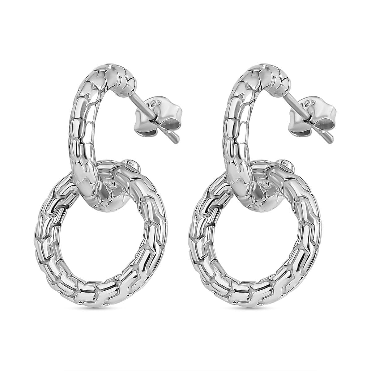 Royal Bali Collection- Sterling Silver Dragon Skin Earrings, Silver Wt. 7.55 Gms 7621001 4