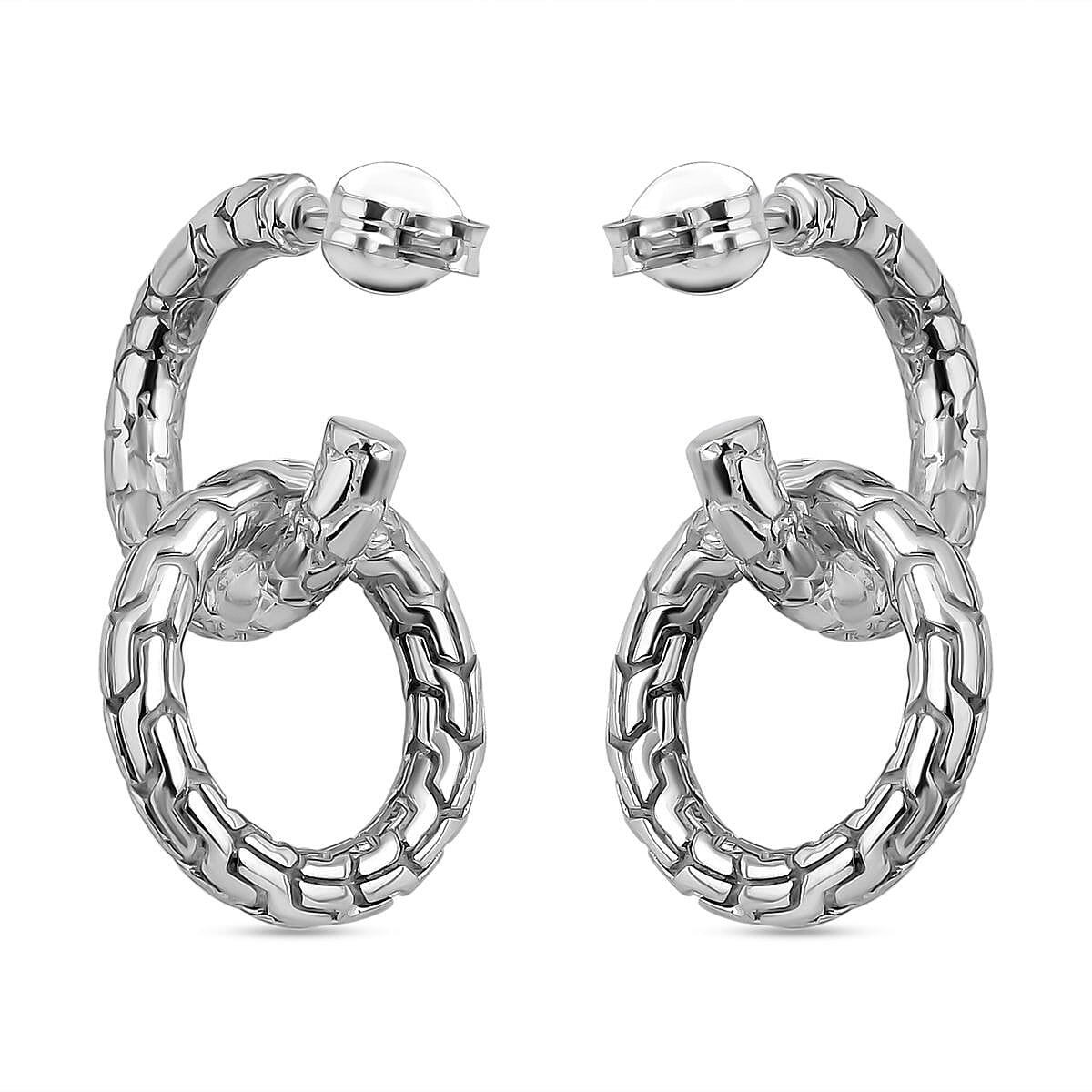 Royal Bali Collection- Sterling Silver Dragon Skin Earrings, Silver Wt. 7.55 Gms 7621001 5