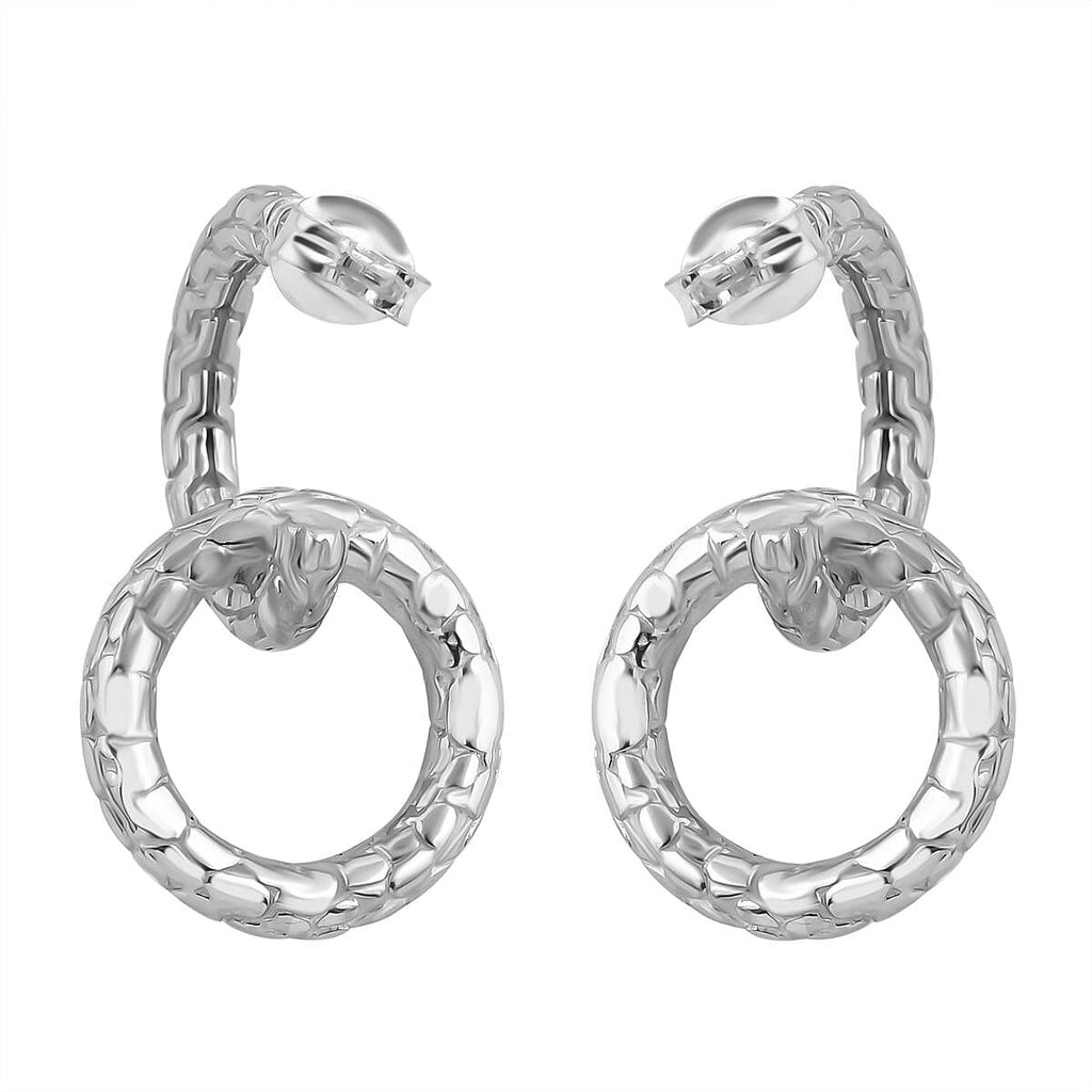 Royal Bali Collection- Sterling Silver Dragon Snake Earrings, Silver Wt. 7.55 Gms.