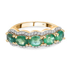 9K Yellow Gold Zambian Emerald & Moissanite Ring 1.54 Ct.
