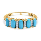 9K Yellow Gold Arizona Sleeping Beauty Turquoise & Moissanite Ring 1.42 Ct.