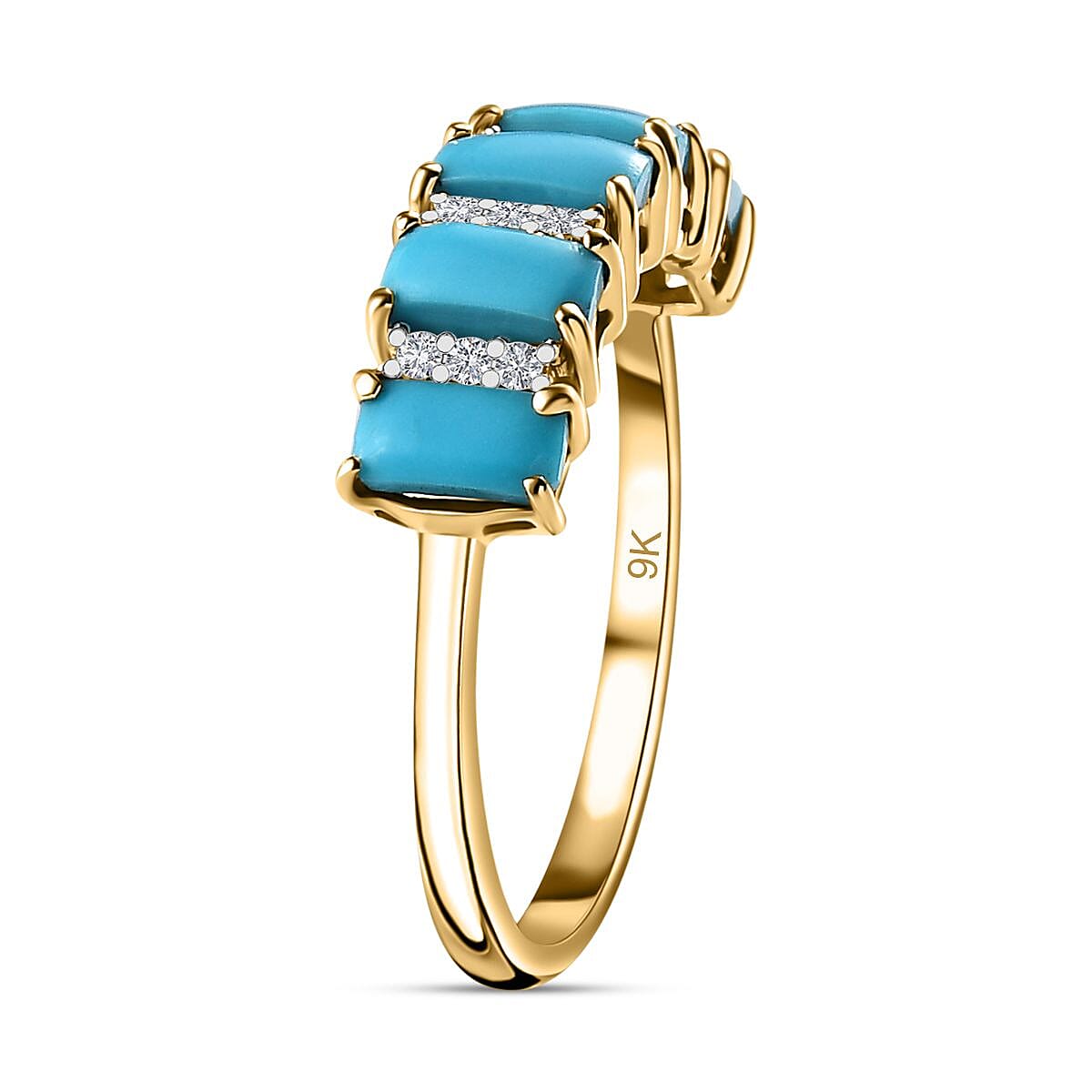 9K Yellow Gold Arizona Sleeping Beauty Turquoise &amp; Moissanite Ring 1.42 Ct. 7621048 3