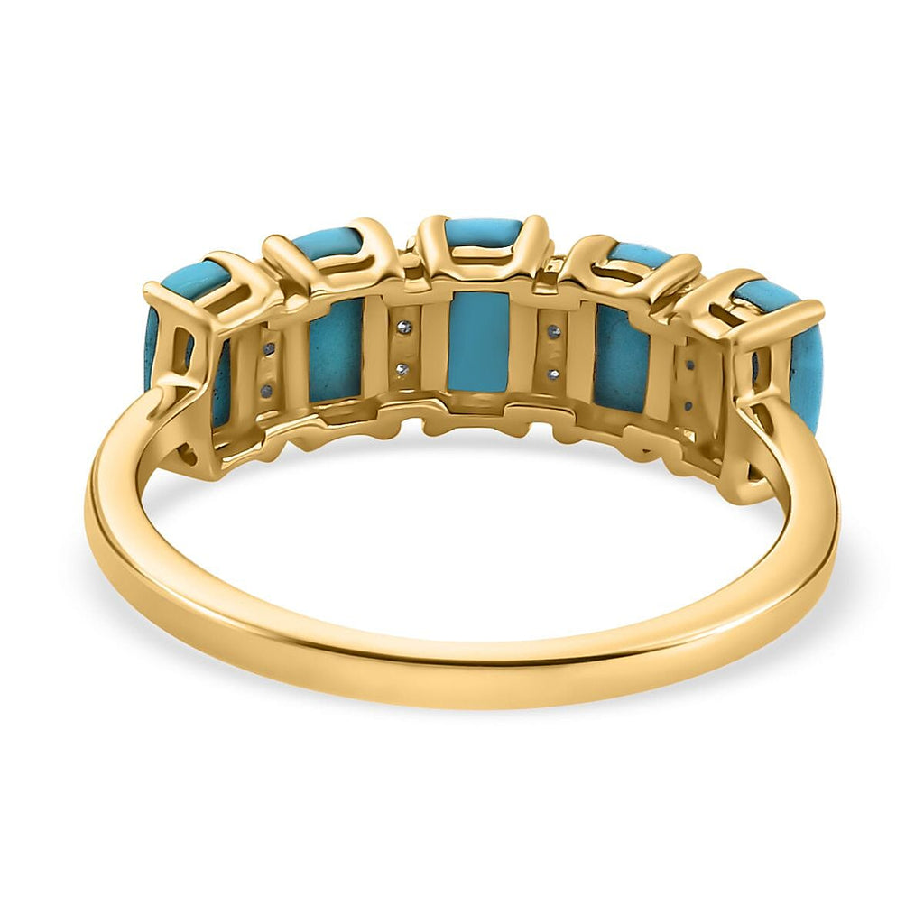 9K Yellow Gold Arizona Sleeping Beauty Turquoise & Moissanite Ring 1.42 Ct.
