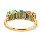 9K Yellow Gold Arizona Sleeping Beauty Turquoise & Moissanite Ring 1.42 Ct.