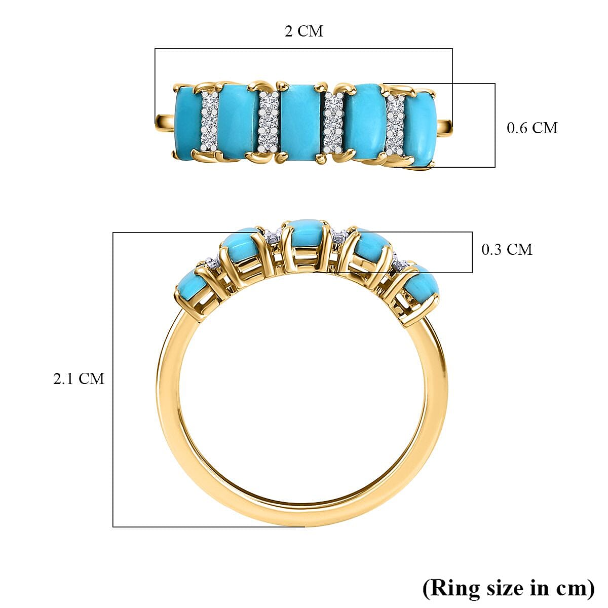 9K Yellow Gold Arizona Sleeping Beauty Turquoise &amp; Moissanite Ring 1.42 Ct. 7621048 5