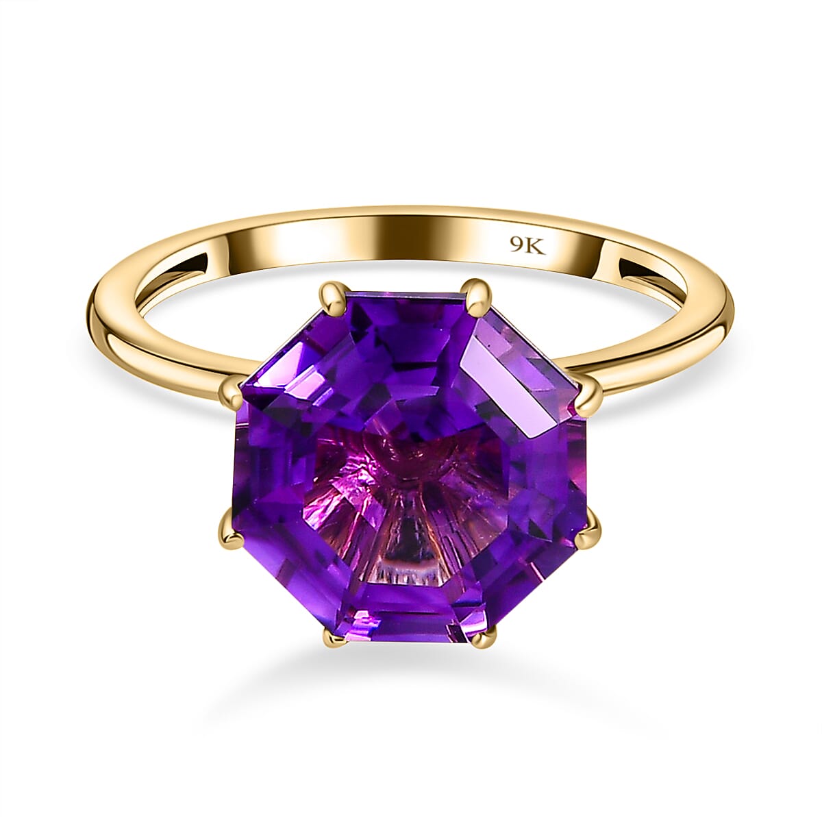 9K Yellow Gold Moroccan Amethyst &amp; Moissanite Ring 4.17 Ct. 7621096 0