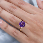 9K Yellow Gold Moroccan Amethyst & Moissanite Ring 4.17 Ct.