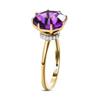 9K Yellow Gold Moroccan Amethyst & Moissanite Ring 4.17 Ct.