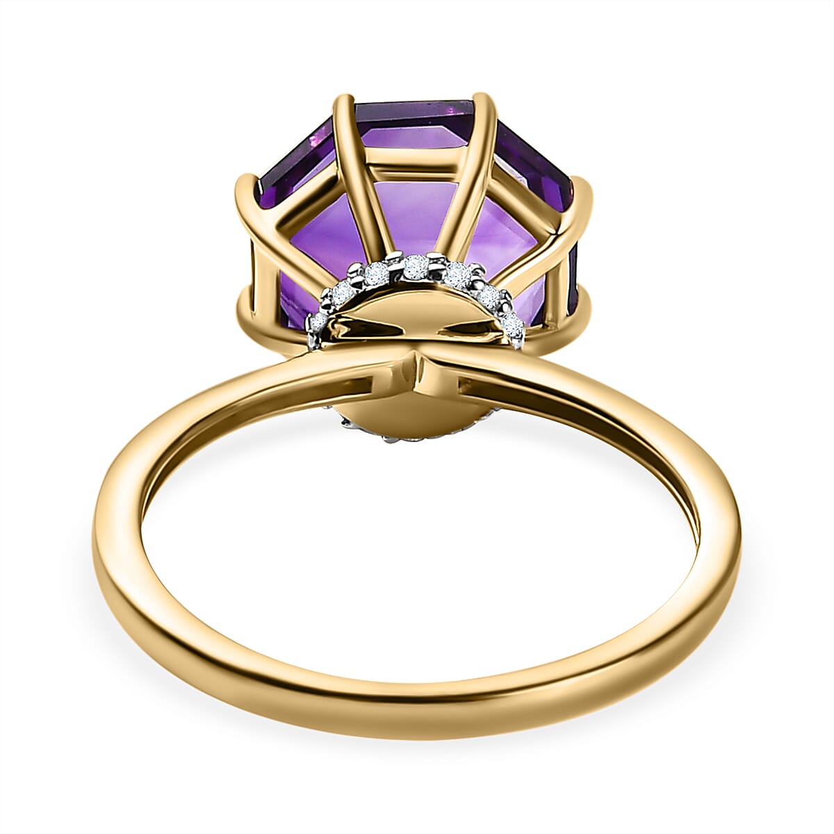 9K Yellow Gold Moroccan Amethyst &amp; Moissanite Ring 4.17 Ct. 7621096 4