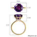 9K Yellow Gold Moroccan Amethyst & Moissanite Ring 4.17 Ct.