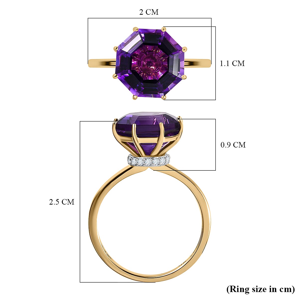 9K Yellow Gold Moroccan Amethyst &amp; Moissanite Ring 4.17 Ct. 7621096 5