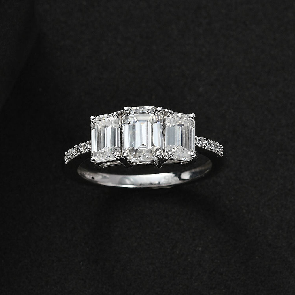 9K White Gold Moissanite Ring 2.27 Ct.