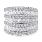 NY Closeout-Cubic Zirconia  Multi Row Ring in Rhodium Overlay Sterling Silver 6.63 Ct, Silver Wt. 7.43 Gms