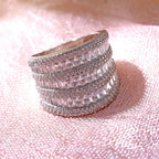 NY Closeout-Cubic Zirconia  Multi Row Ring in Rhodium Overlay Sterling Silver 6.63 Ct, Silver Wt. 7.43 Gms