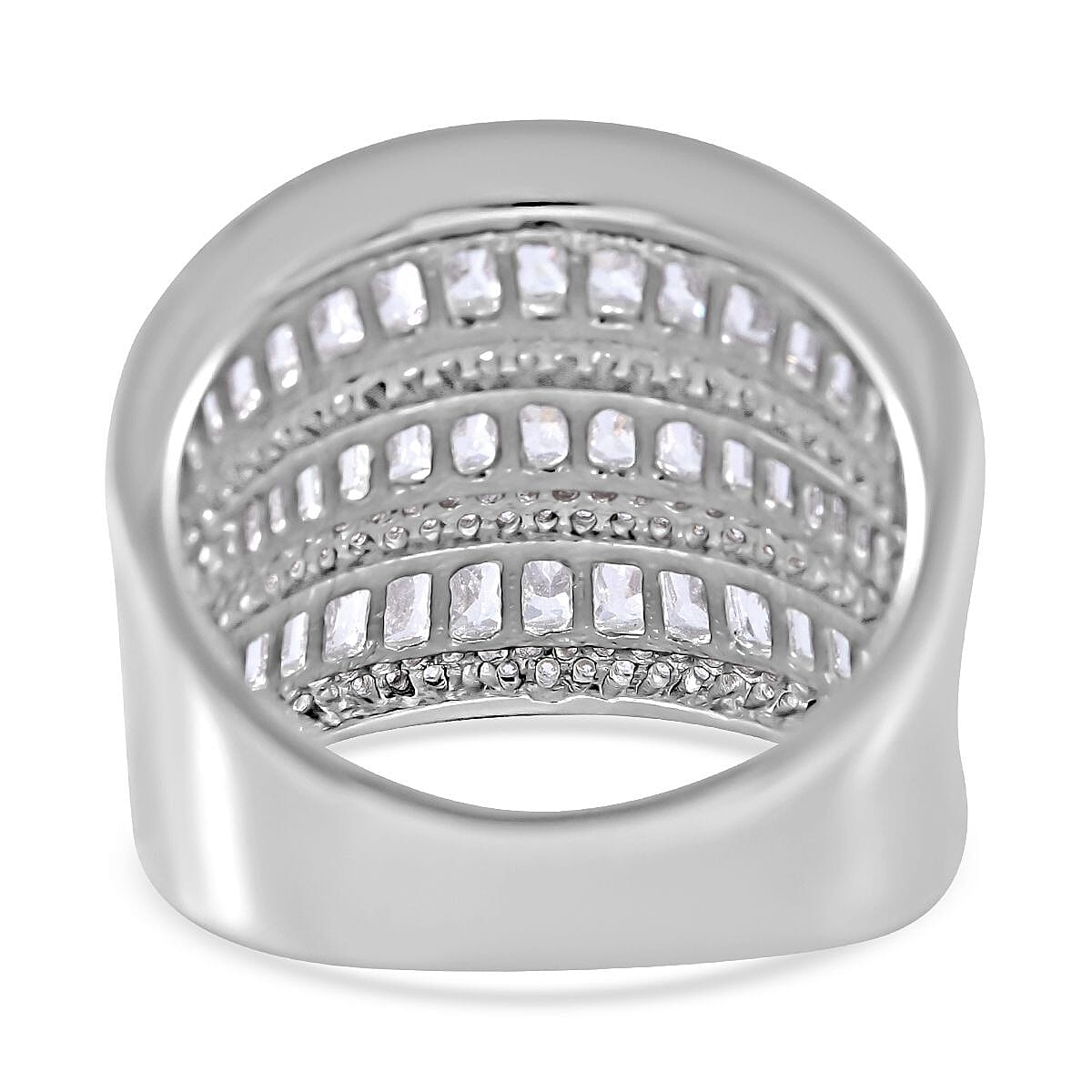 NY Closeout-Cubic Zirconia  Multi Row Ring in Rhodium Overlay Sterling Silver 6.63 Ct, Silver Wt. 7.43 Gms 7623787 5