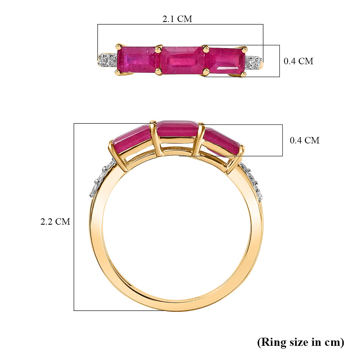 9K Yellow Gold AA African Ruby, Moissanite Engagement Ring 1.68 ct. 7626939 5