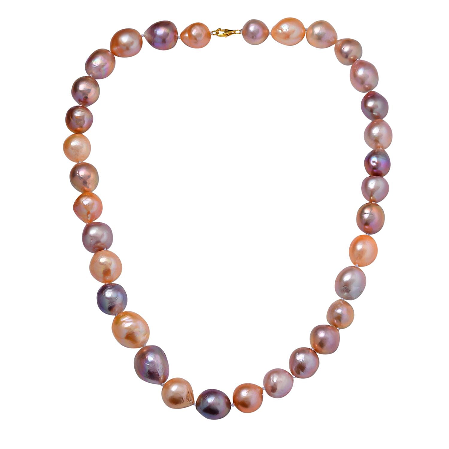9K Yellow Gold Multi Colour Edison Baroque Pearl Necklace (Size - 20) 7627229 0