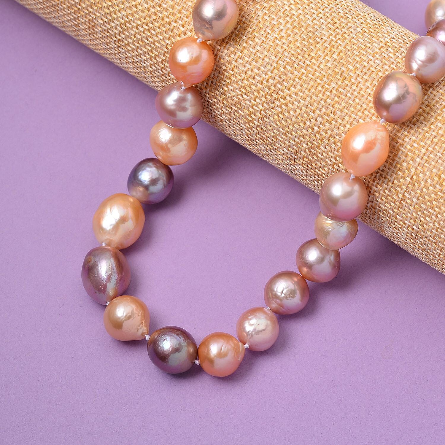 9K Yellow Gold Multi Colour Edison Baroque Pearl Necklace (Size - 20) 7627229 1