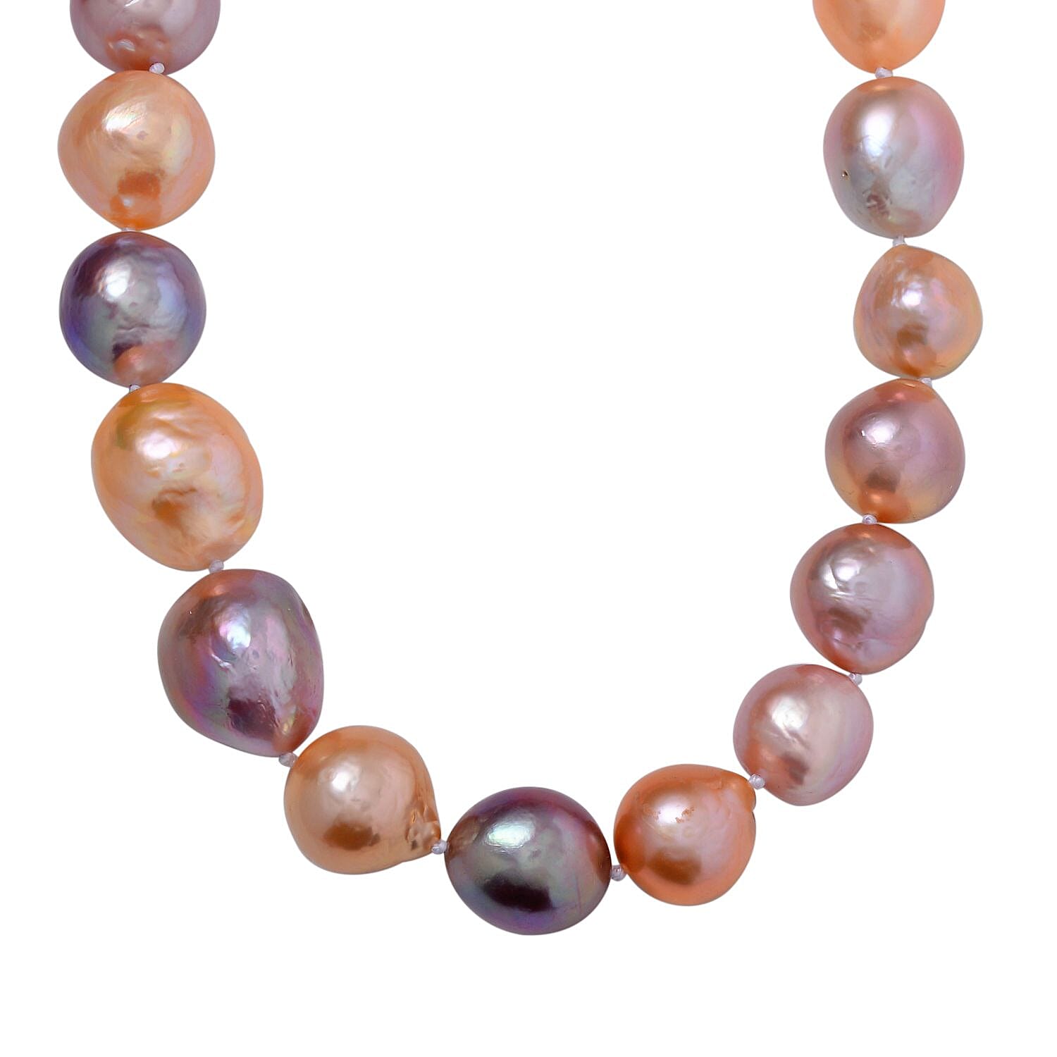 9K Yellow Gold Multi Colour Edison Baroque Pearl Necklace (Size - 20) 7627229 2
