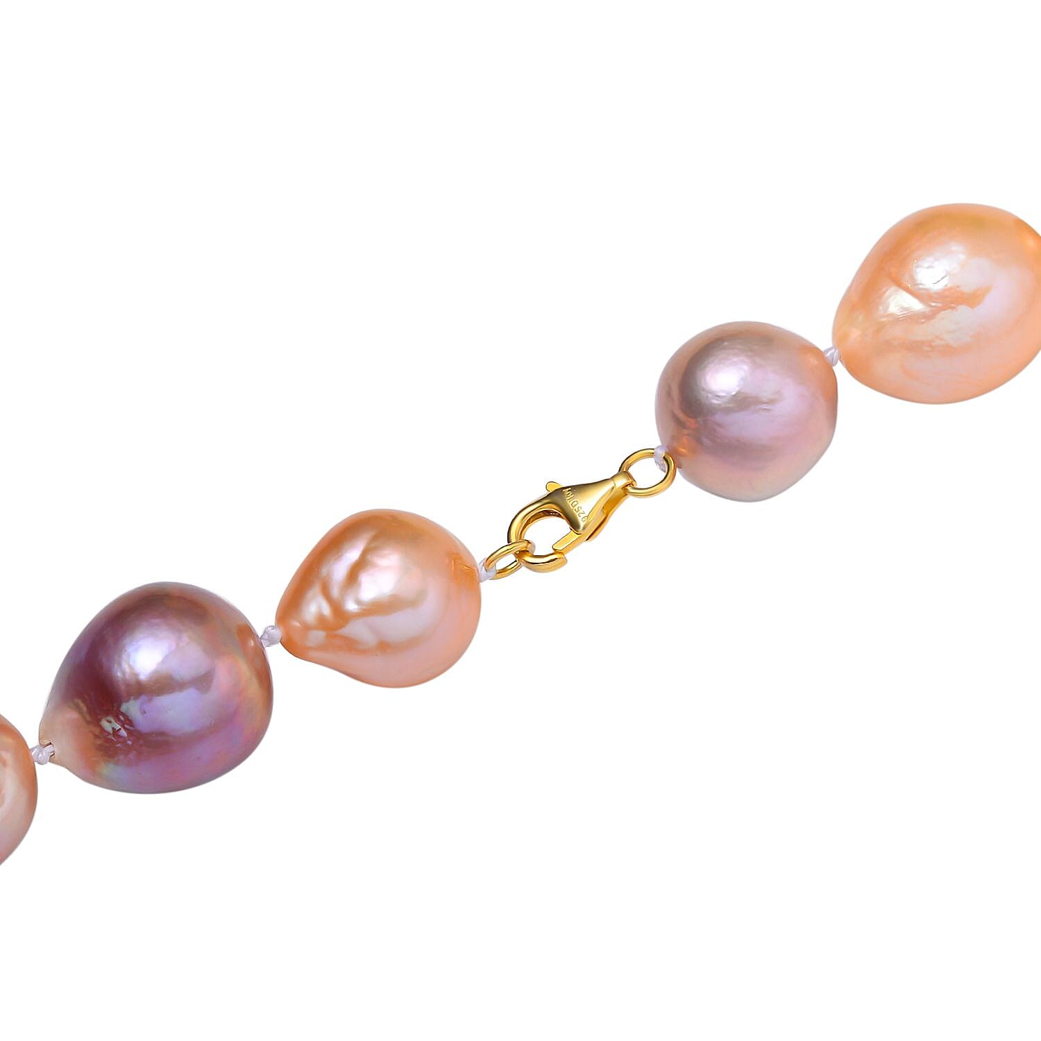 9K Yellow Gold Multi Colour Edison Baroque Pearl Necklace (Size - 20) 7627229 3