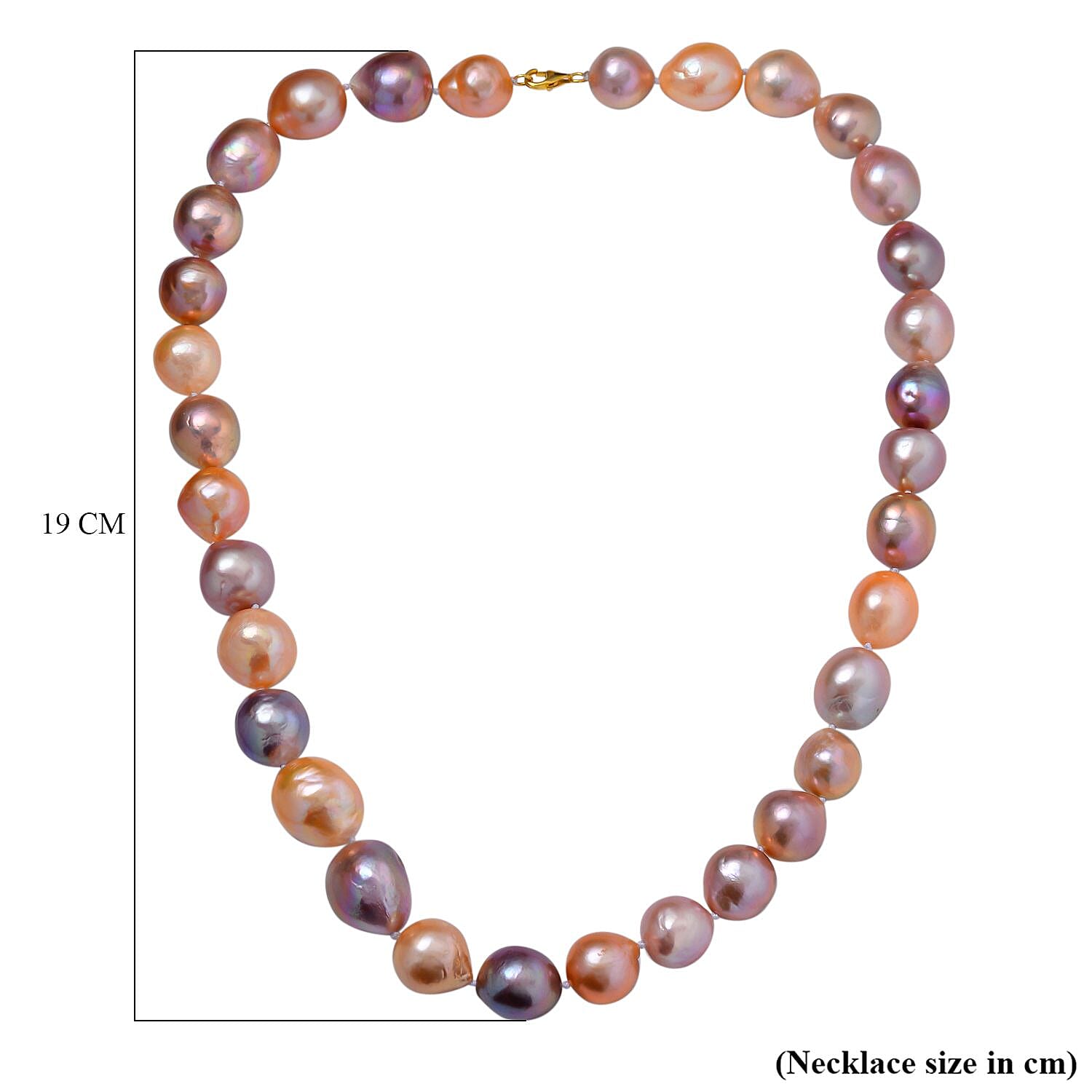 9K Yellow Gold Multi Colour Edison Baroque Pearl Necklace (Size - 20) 7627229 4