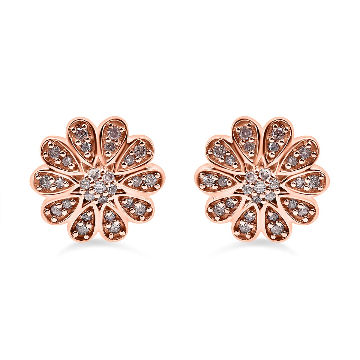 9K Rose Gold SGL Certified Pink Diamond Floral Stud Earrings 0.28 Ct. 7629565 0