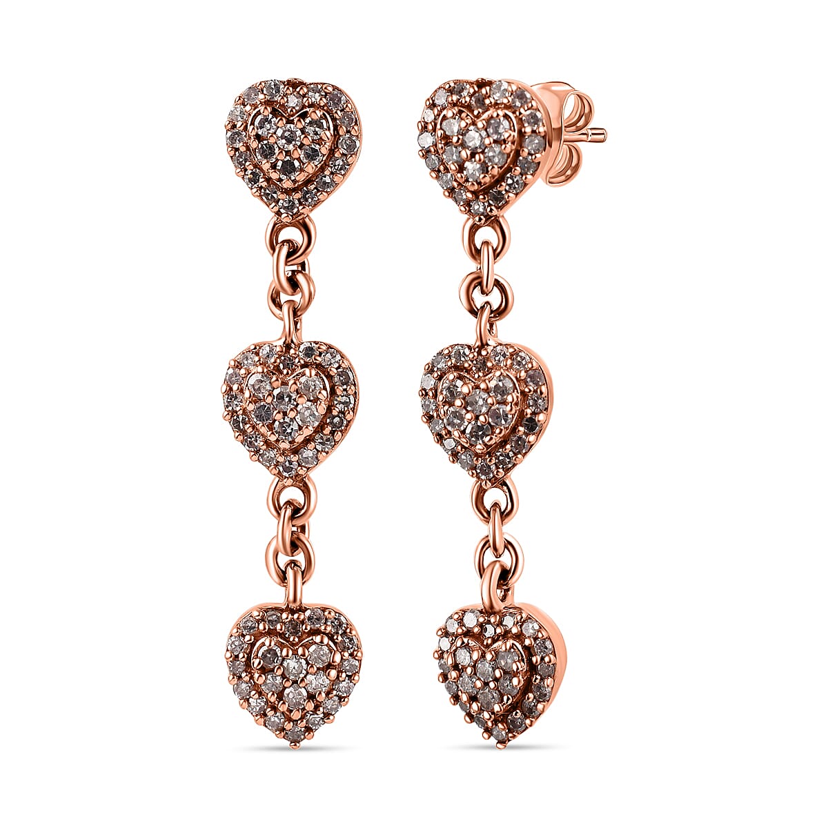 9K Rose Gold SGL Certified Pink Diamond Heart Dangle Earrings 0.50 Ct. 7629591 0