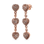 9K Rose Gold SGL Certified Pink Diamond Heart Dangle Earrings 0.50 Ct.