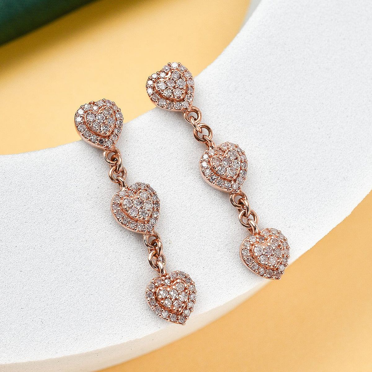 9K Rose Gold SGL Certified Pink Diamond Heart Dangle Earrings 0.50 Ct. 7629591 1