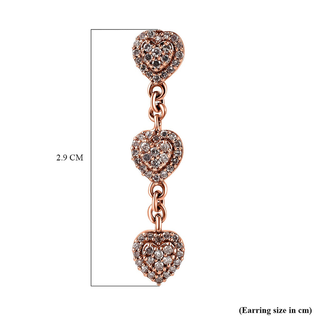 9K Rose Gold SGL Certified Pink Diamond Heart Dangle Earrings 0.50 Ct.