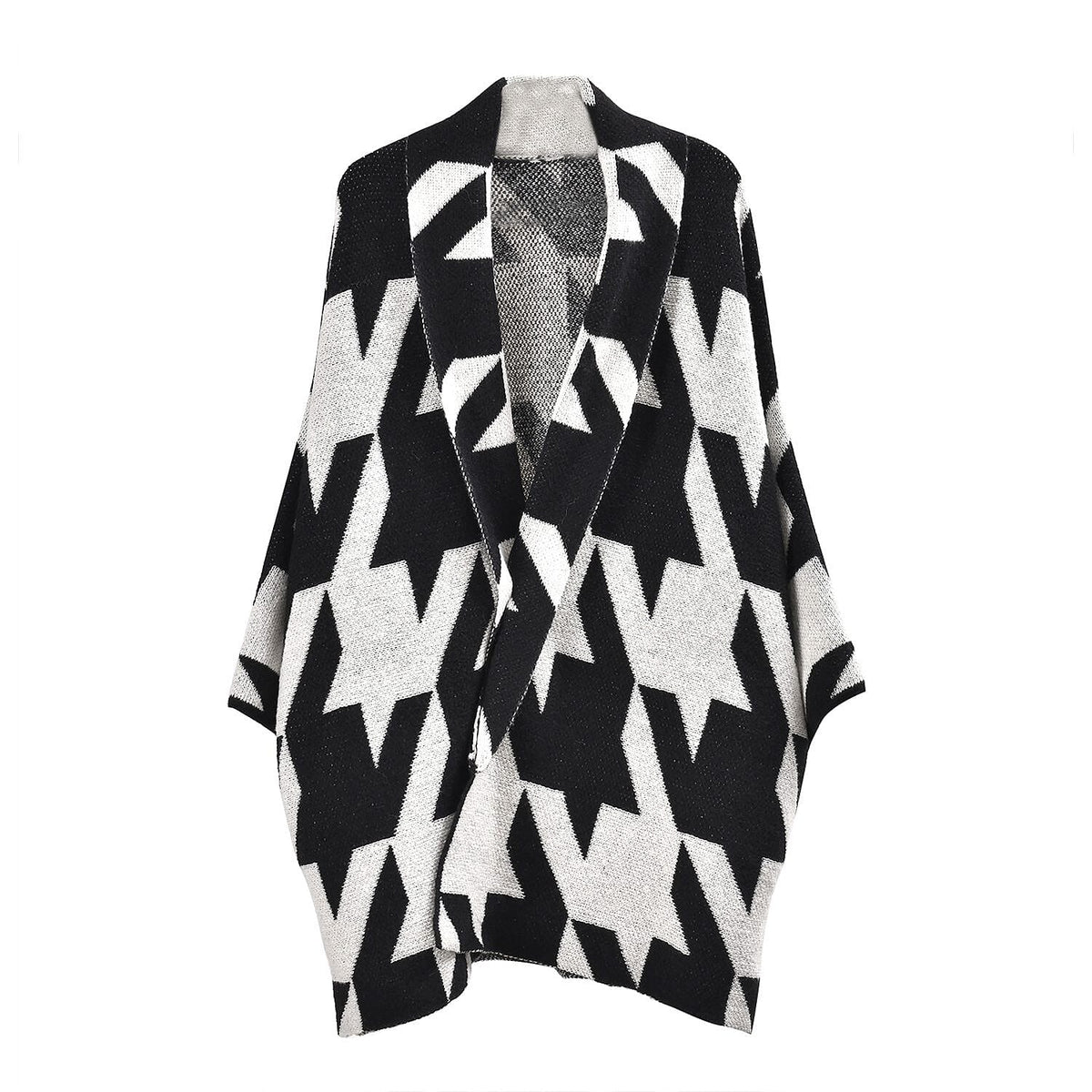 TAMSY Random Graph Grid Coatigan (One Size) - Black and White 7629604 4