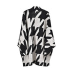 TAMSY Random Graph Grid Coatigan (One Size) - Black and White