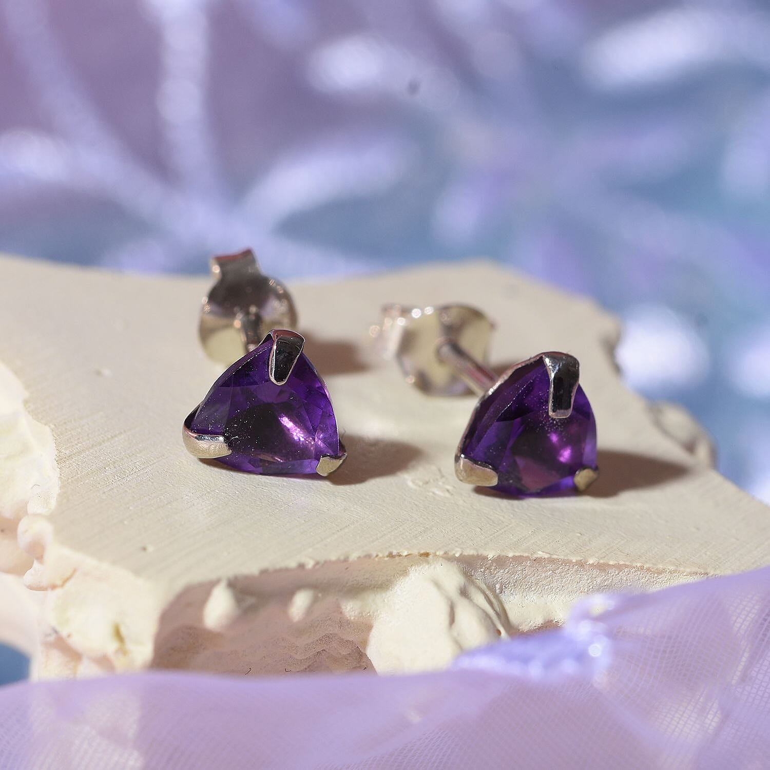 9K White Gold Lusaka Amethyst Stud Earrings 1.36 Ct 7631069 1