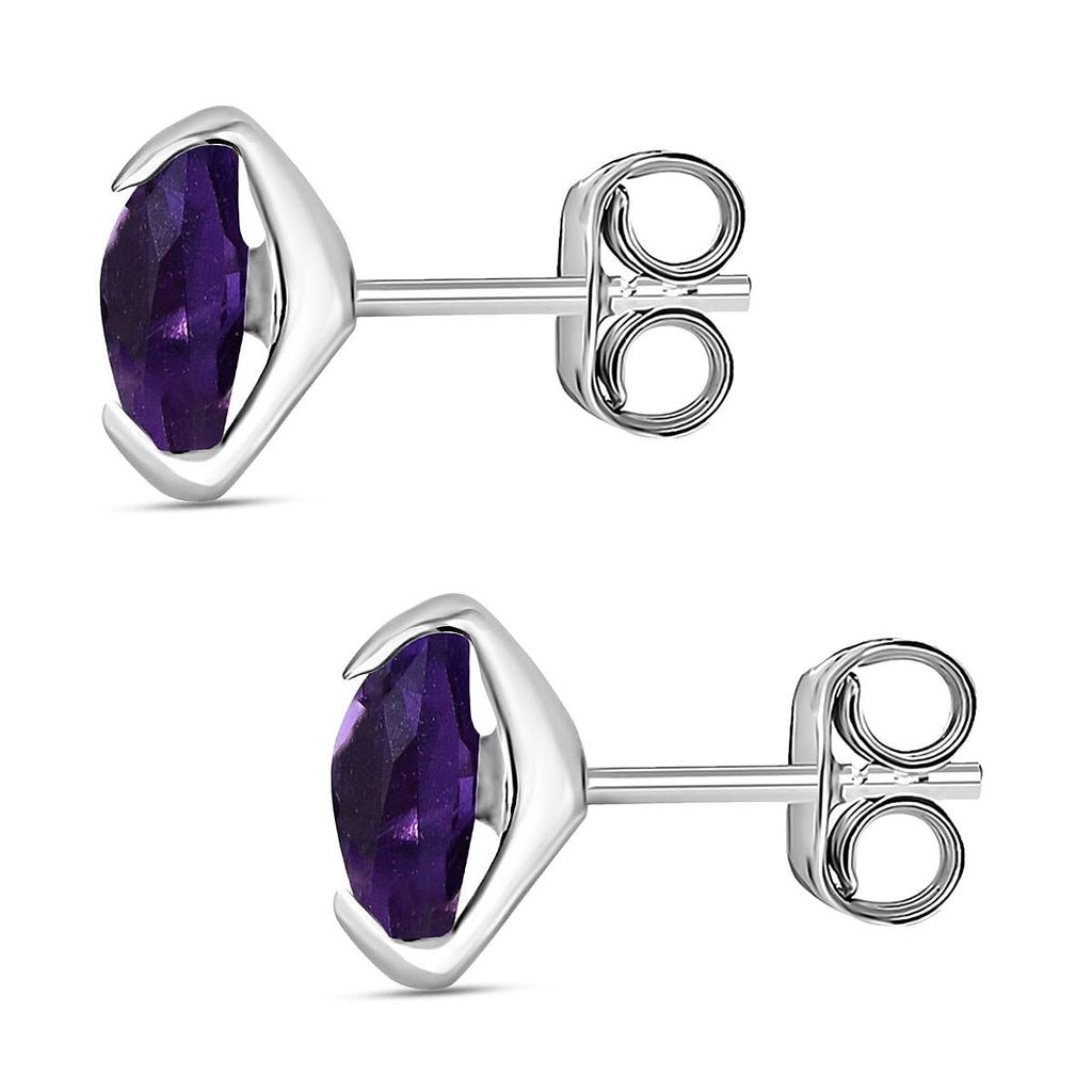 9K White Gold Lusaka Amethyst Stud Earrings 1.36 Ct