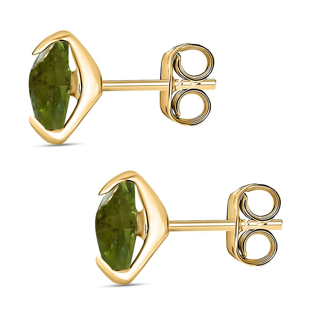 9K Yellow Gold Hebei Peridot Stud Earrings 1.36 Ct