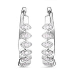 Diamond Half-Eternity Hoop Earrings in Platinum Overlay Sterling Silver 0.25 Ct.