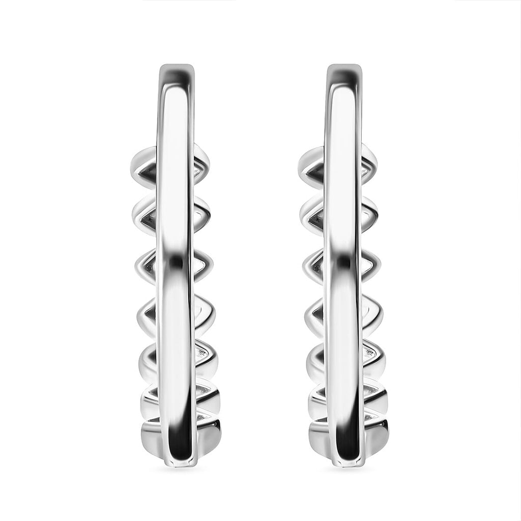 Diamond Half-Eternity Hoop Earrings in Platinum Overlay Sterling Silver 0.25 Ct.