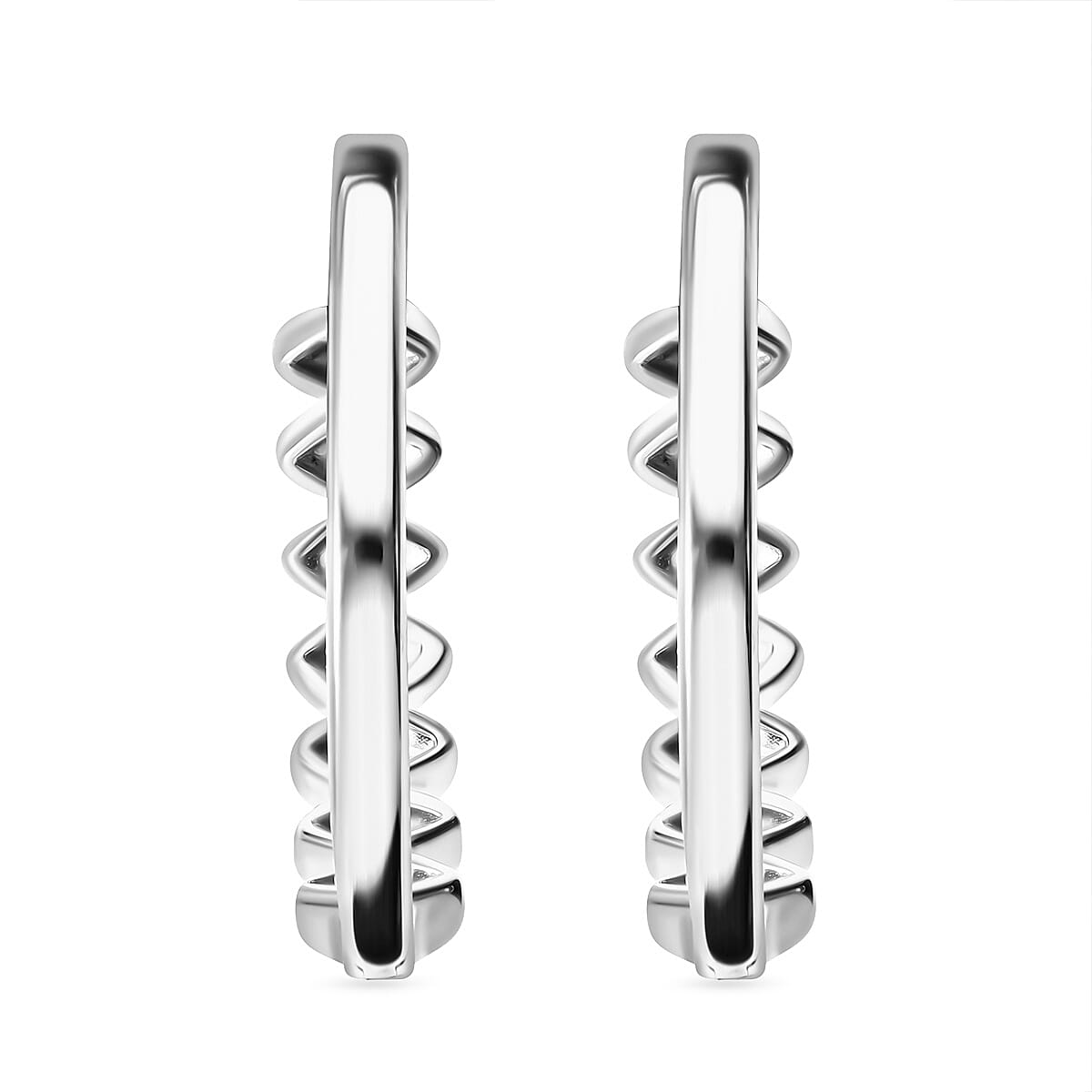 Diamond Half-Eternity Hoop Earrings in Platinum Overlay Sterling Silver 0.25 Ct. 7631289 2