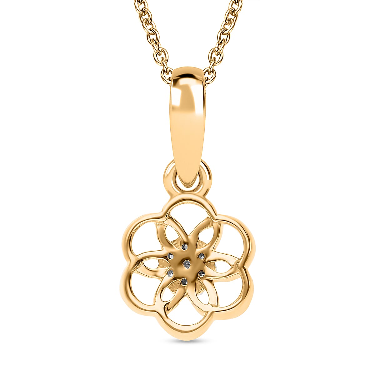 9K Yellow Gold Diamond Floral Pendant 7631320 1