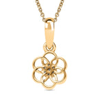 9K Yellow Gold Diamond Floral Pendant